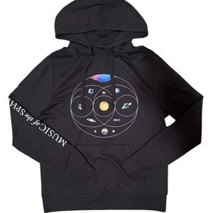Coldplay Music of the Spheres Black Concert Band Tour Pullover Hoodie SZ S